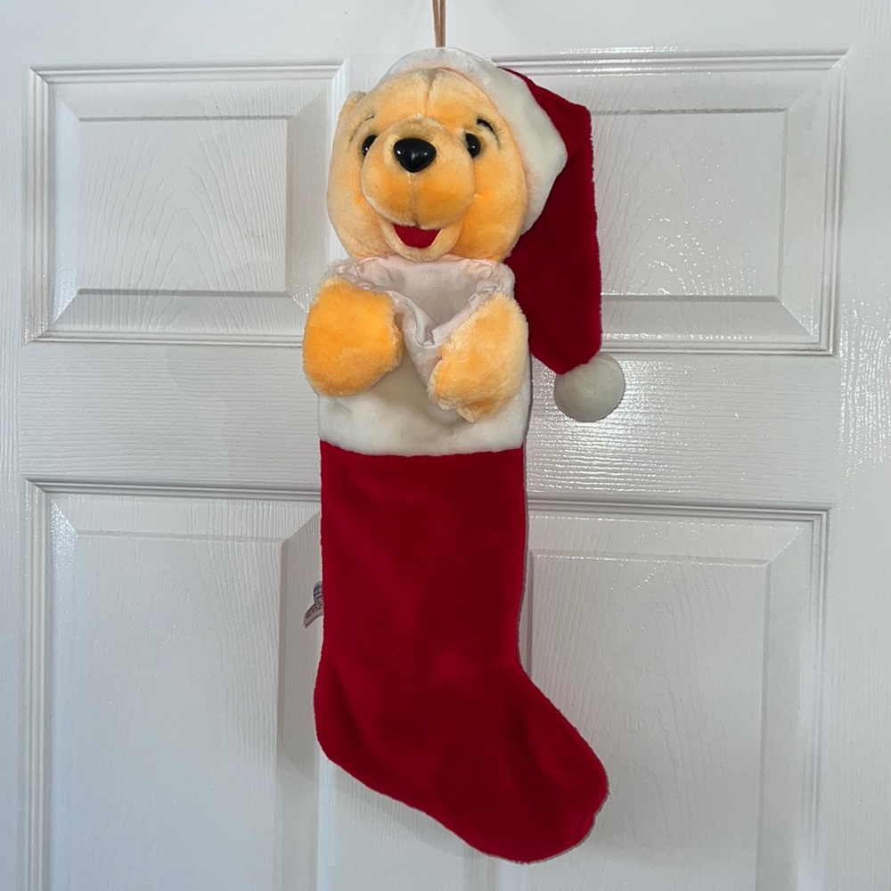 Vintage Winnie The Pooh Disneyland Walt Disney World Christmas Stocking EUC